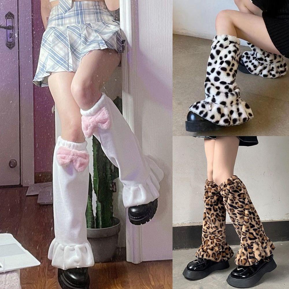Plush Leg Warmers Winter Warm Y2K Foot Cover Kawaii Leg Cover  Lolita