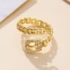 Golden Plated Cuban Link Open Adjustable Ring with Synthetic Zircon Buckle for Women Trendy Statement Jewelry Gift