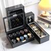 Large Capacity Carbon Fiber Watch Display Box with Transparent Skylight