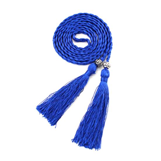 Ethnic Women Braided Knot Tassel Belt Waistband Skinny Thin Waist Rope Strap