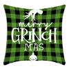 Grinch Linen Throw Pillowcase Holiday Sofa Office Cushion Pillowcase Green Furry Christmas Pillowcase