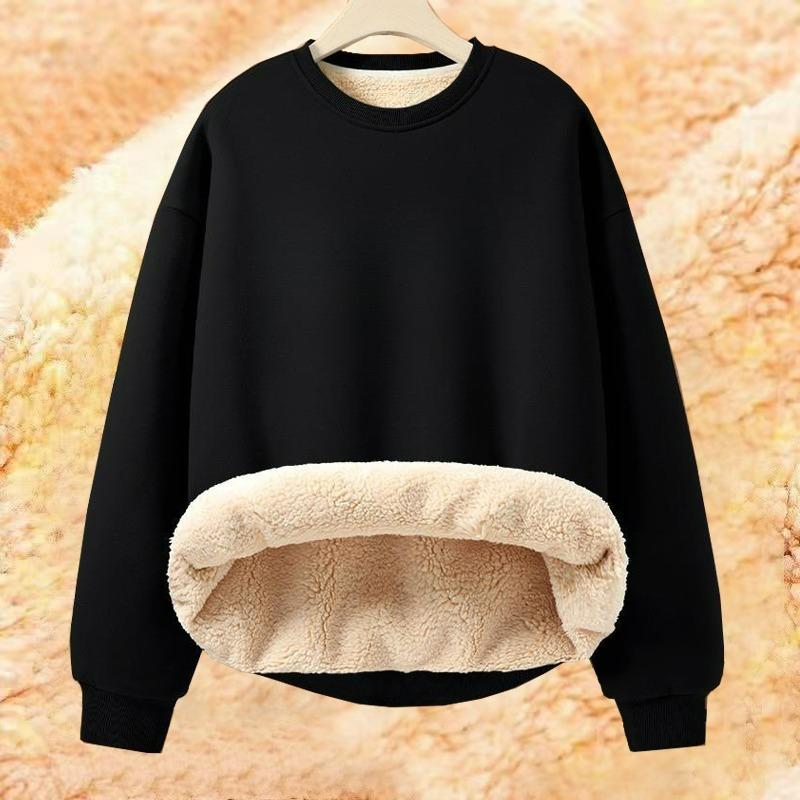 Autumn and Winter Men's Solid Color Round Neck Lamb Fleece Warm Casual Sweater Men's Jacket