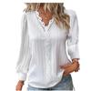 Women's V Neck Top Soft Shirt Lace Long Sleeves Shirt for Spring and Autumn
