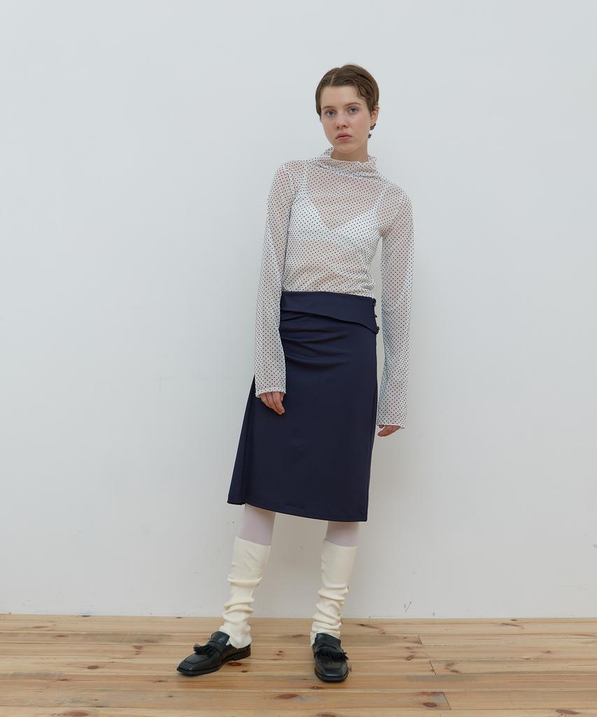 Majone Pin Tuck Jersey Skirt_Navy