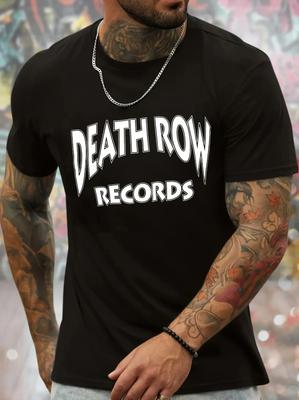 T-shirt Haut Homme 100% Coton Décontracté Sport Lâche Impression Death Row Records Col Rond Manches Courtes