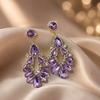 Pinkdudu New Crystal Hollow Geometric Teardrop Tassel Dangle Earrings Palace Style Jewelry Light Luxury & High-End PD2635