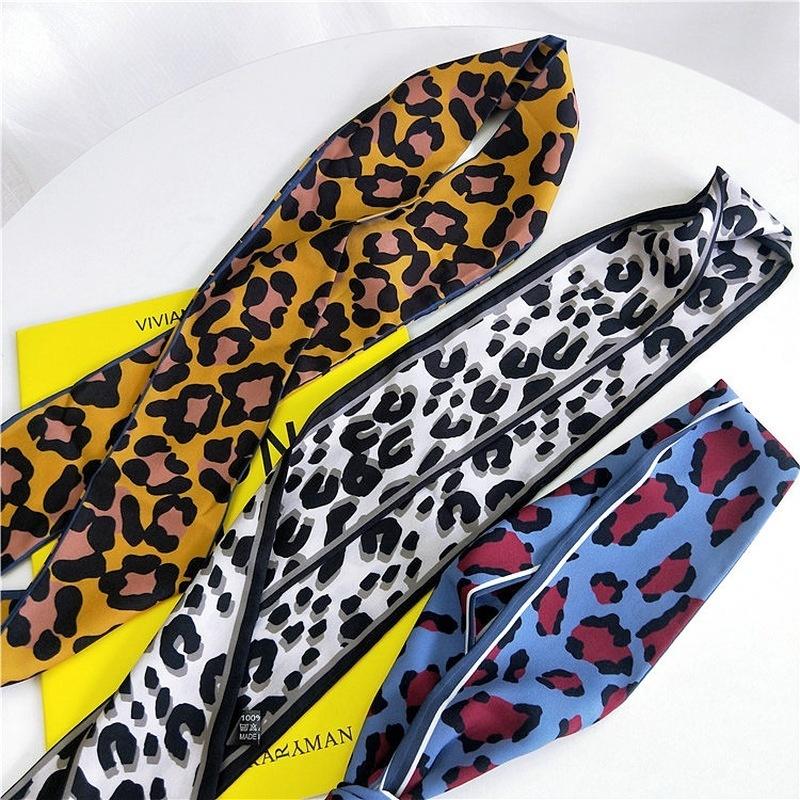 Buy Leopard Print Fashion Small Skinny Scarf Ladies Animal Hair Bag Ribbon Twill Silk Scarf for
