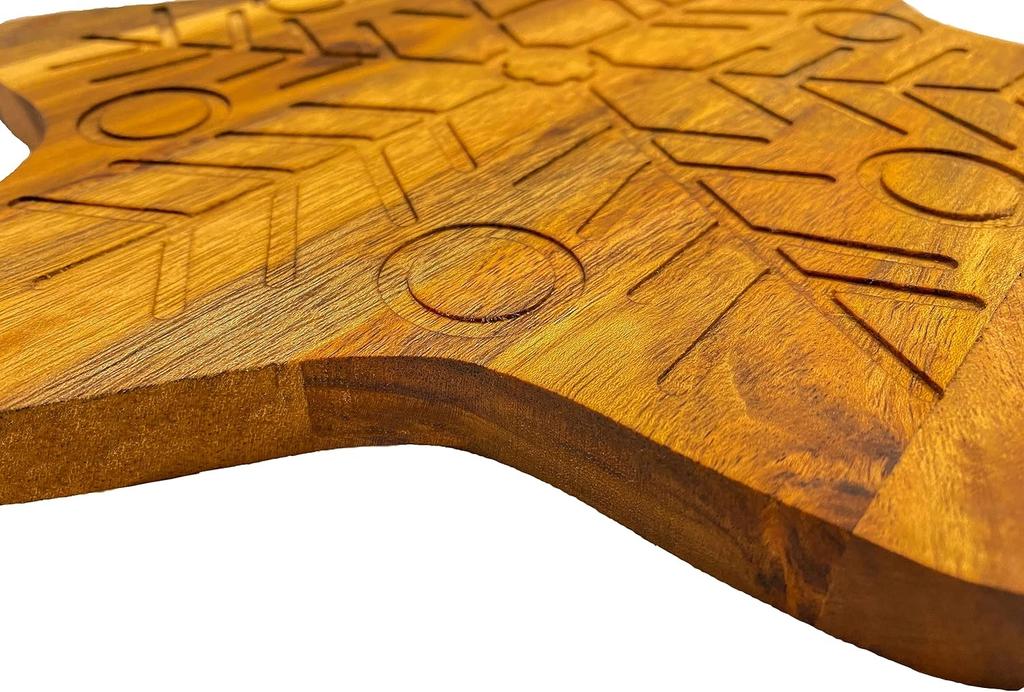 Organic Acacia Wood Chopping Cutting Butcher Block Board for Kitchen, Cheese, Meat, Vegetables, Fruit and Salad (Santa Board 14"L X 12"W)