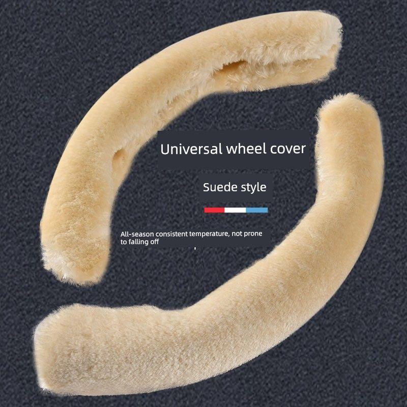 Car Steering Wheel Cover for Women, Winter Plush Warm, Men's Trendy Cute Car Anti-Slip Short Plush Half-Cover Steering Wheel Cover