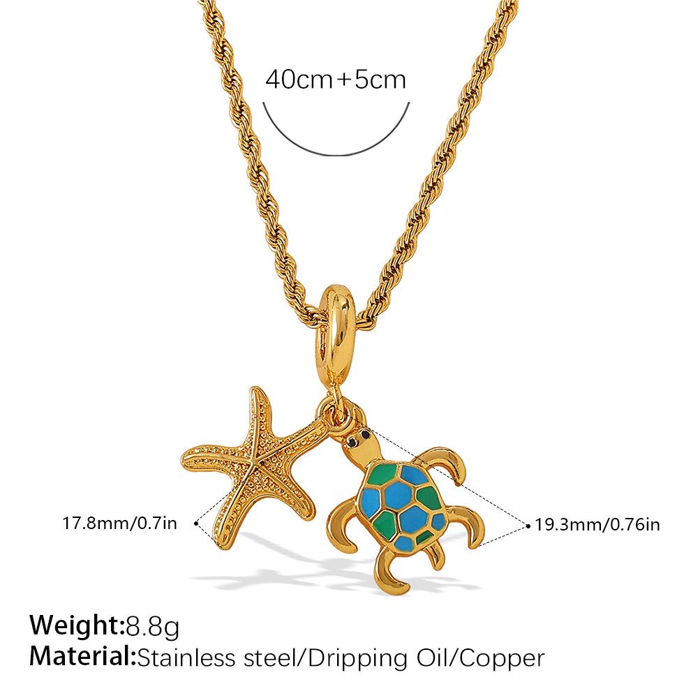 Seaside Vacation Style DIY Turtle Starfish Pendant Necklace Gold-plated Diamond Light Luxury Fashion Jewelry Women