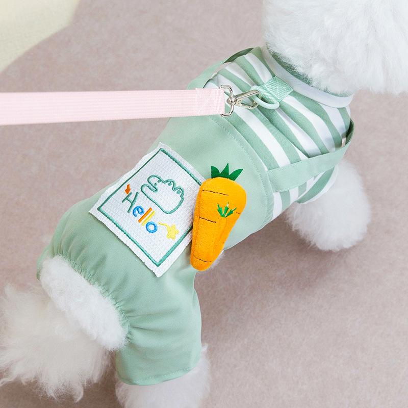 Pet Small Dog Dog Clothes Leash Spring and Autumn Summer New Overalls Four-legged Pants