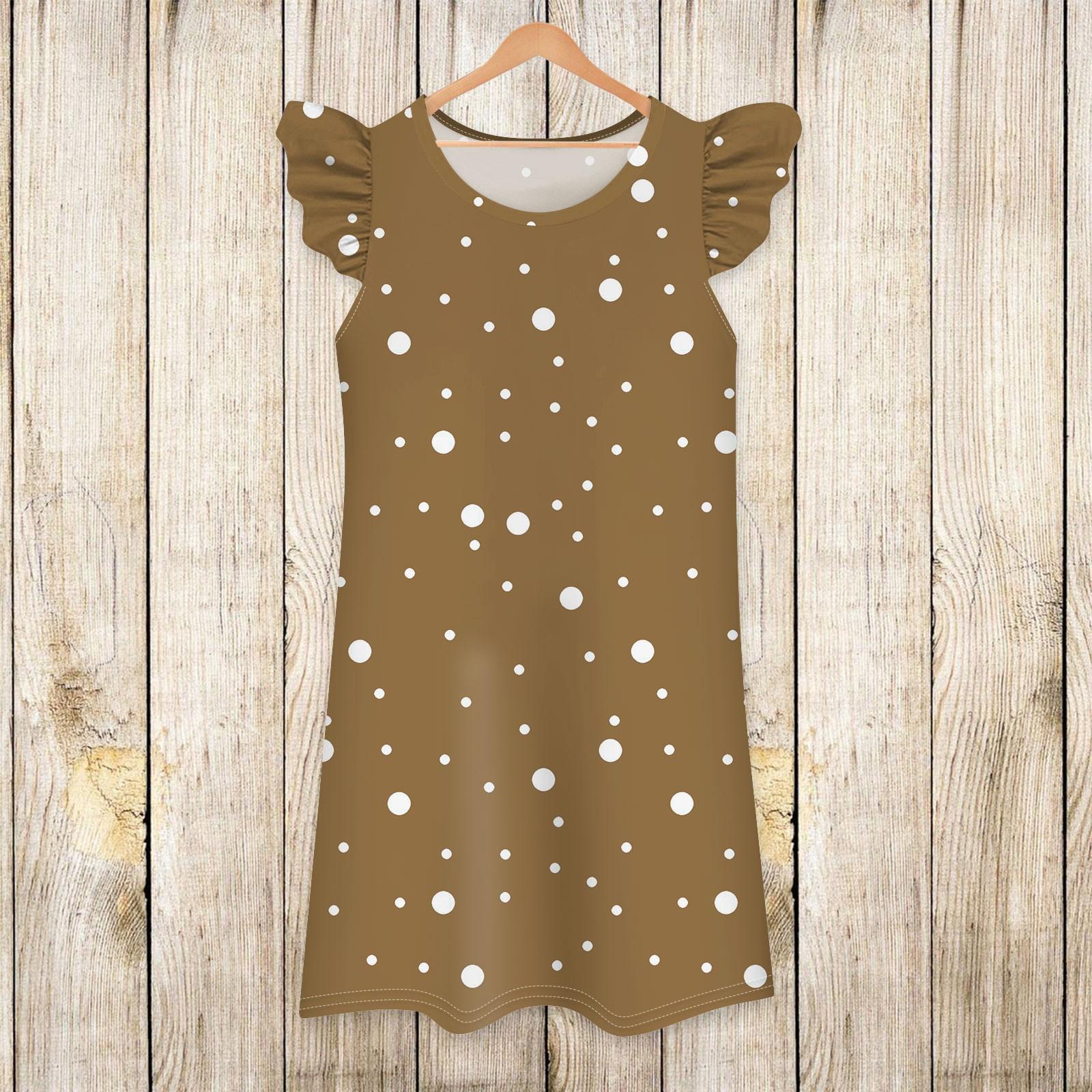 

Детское платье с рукавами-крылышками, юбка с принтом, повседневное платье 130 хаки