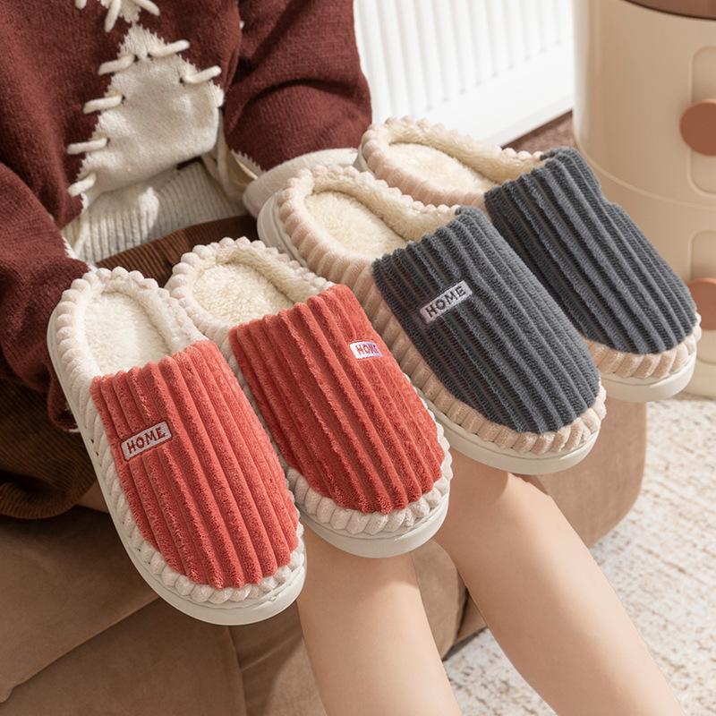 Cotton slippers home autumn and winter couple home cotton mop indoor non-slip cotton shoes velvet warm shoes