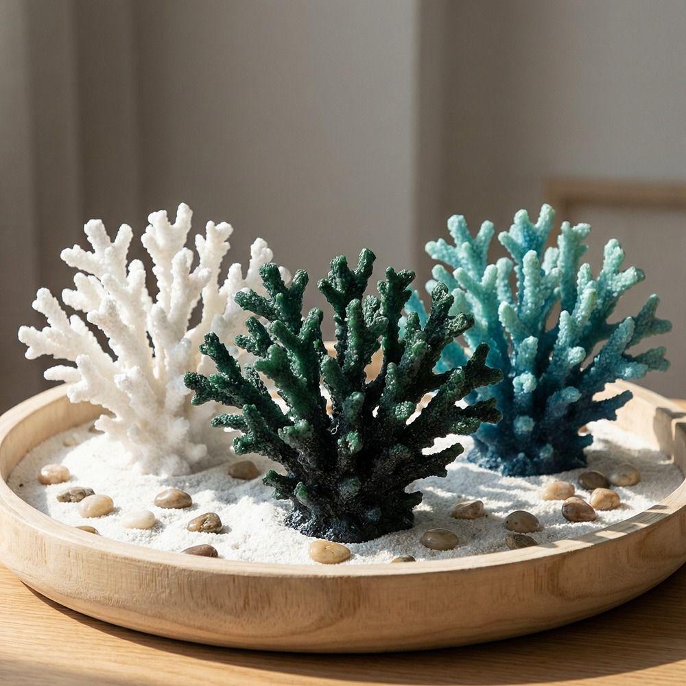 Colorful Artificial Coral Statue Resin Faux Coral Decoration  Photography Prop