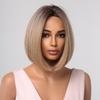 Kurze Bob-Perücken aus Kunsthaar, gemischt, hellbraun, blond, Ombre, gerade Perücken für schwarze Frauen, Afro-Cosplay-Party, hitzebeständig