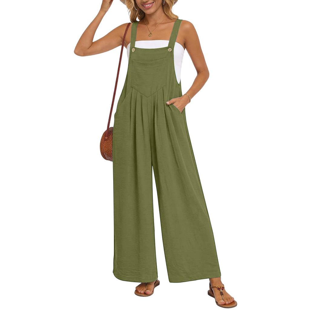 Women's Casual Loose Vintage- Cotton And Linen One-piece Pants With Drawstrings