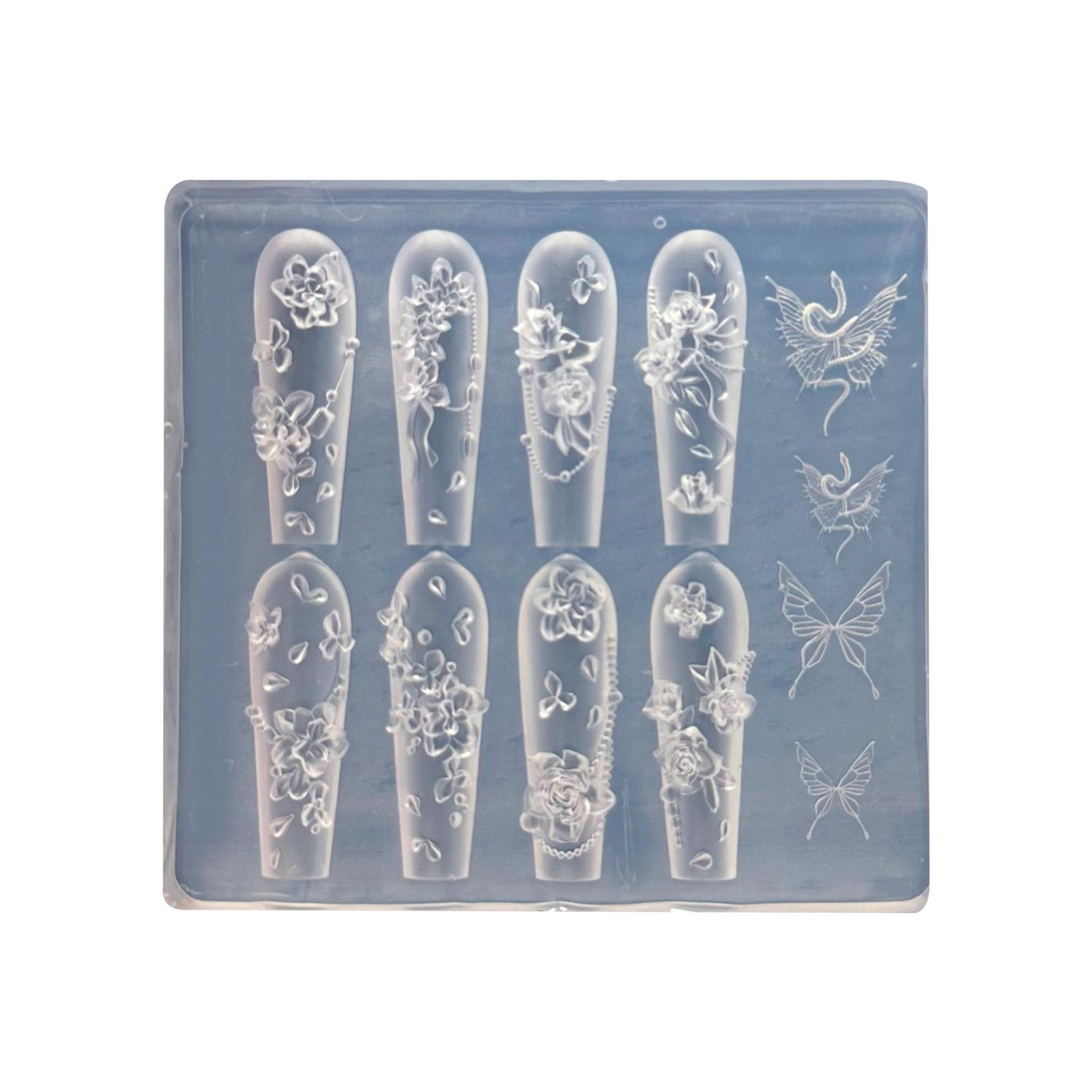 

Силиконовая форма для нейл-арта, аксессуар, формы в форме розы, 3D, декоративная форма для ногтей, силиконовая текстура для различных типов ногтей