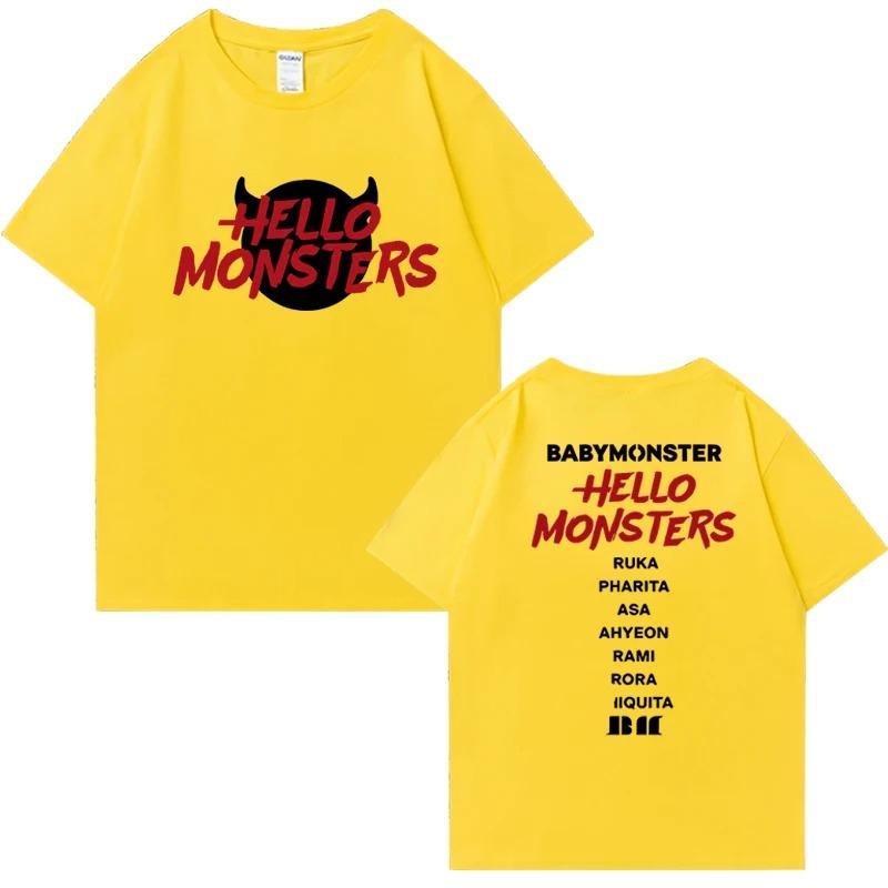 Popolari Magliette Babymonster Hello Monsters World Tour 2026 Nuove Unisex Vintage Abbigliamento in Cotone Uomo Donna Maglietta a Maniche Corte