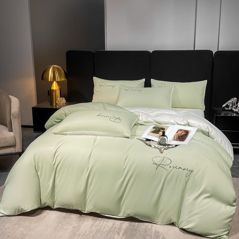 Simple Embroidered Queen Size Duvet Cover Set with Bed Sheet High Quality Home Skin-friendly Bedding Set Comforter Cover Sets
