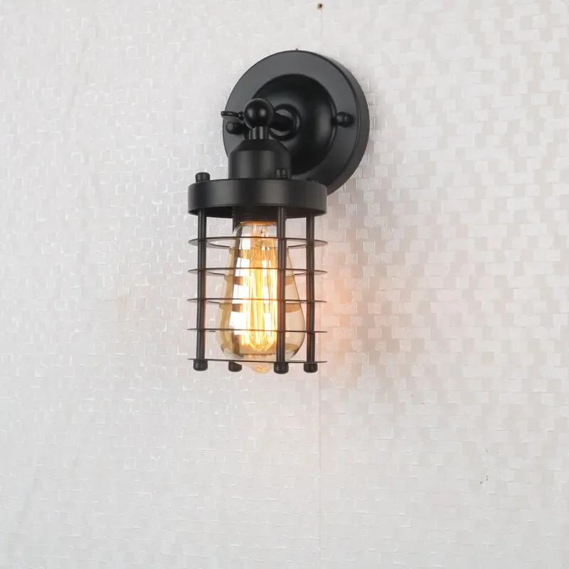 American Simple Loft Wall Light Country Industrial Retro Indoor Wall Lamp For Bedroom Living Room Bar Aisle Wrought Iron Sconce