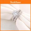 Elegant Antique Style Round White Sapphire Silver Plated Engagement Crown Ring Set