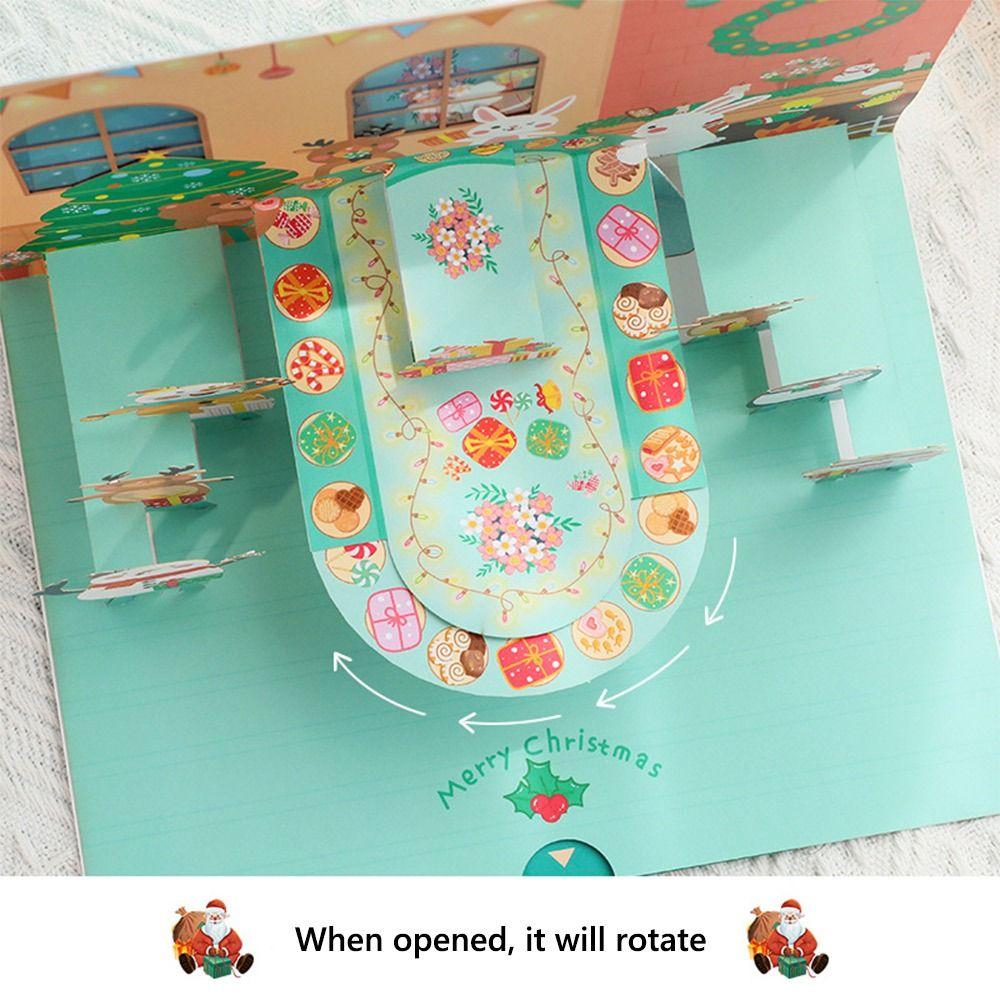 Creative Multicolor Christmas 3D Greeting Card Paper with Envelope Merry Christmas Postcard Pop Up Ornaments Blessing Cards Gift
