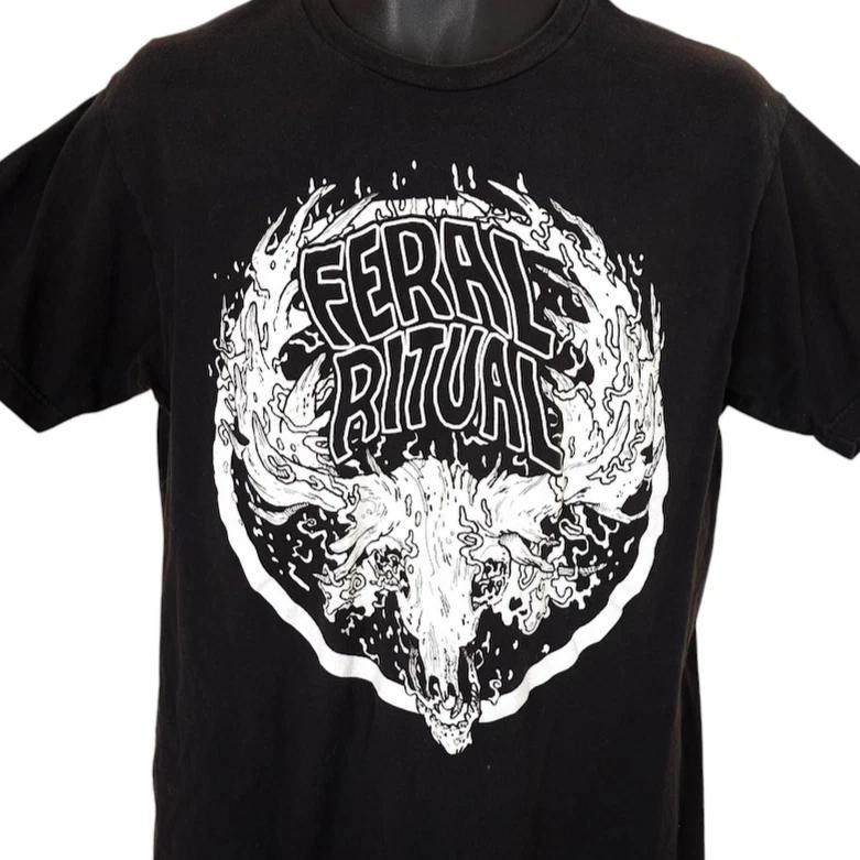 Feral Ritual T Shirt Mens Size Large Black Skull Streetwear 2XL