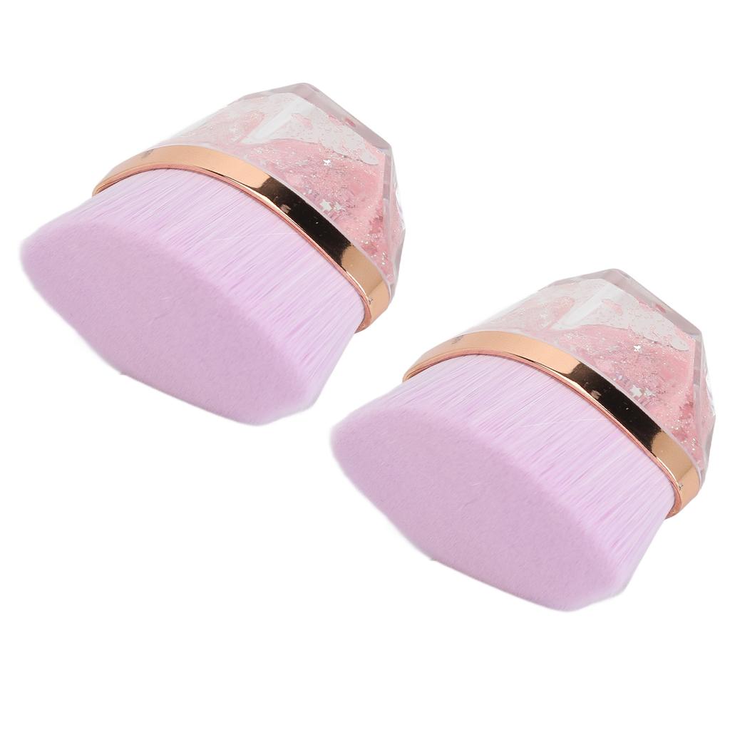 2 Pcs  Makeup Brush Purple Flat Top Rhombus Makeup Brush with Storage Box