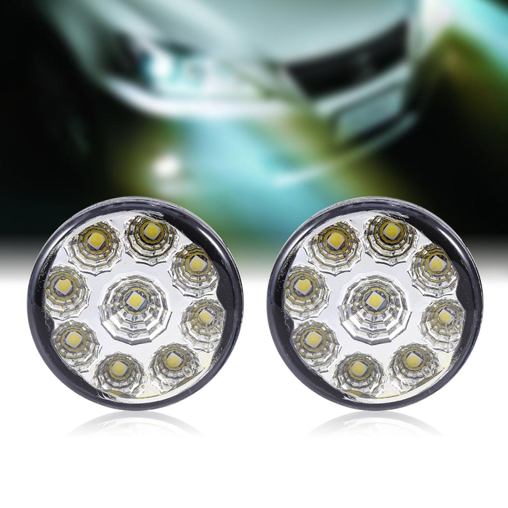 2X Car White 9‑SMD LED Daytime Driving Running Light DRL Fog Lamp Head Light Bulbs