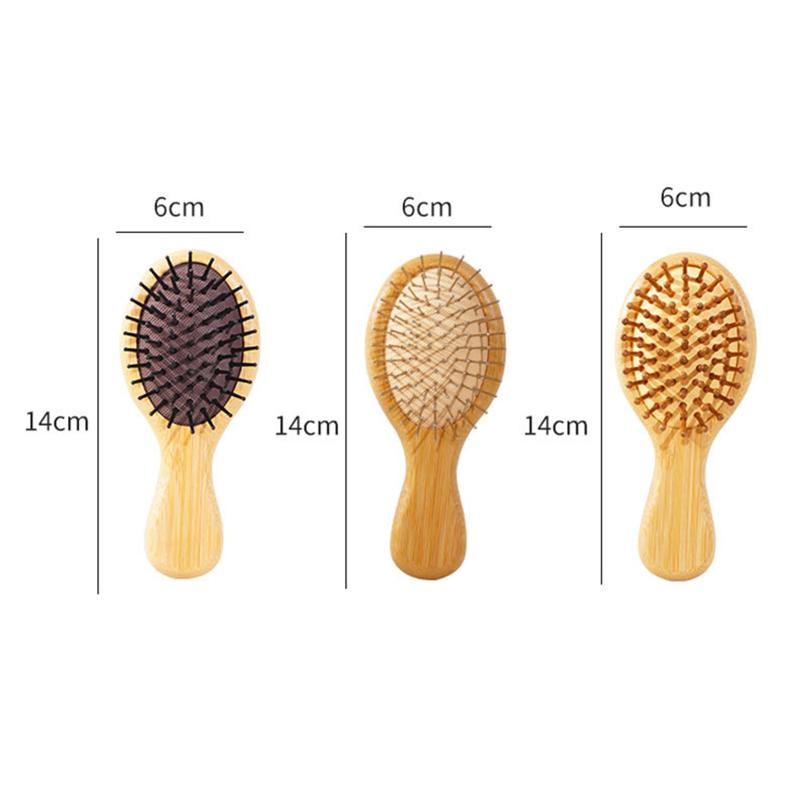 Mini Hair Comb Eco-Friendly Wooden Portable Air Cushion Cute Airbag Anti Static Wide Round Head Tooth Massage Combs Hair Brush