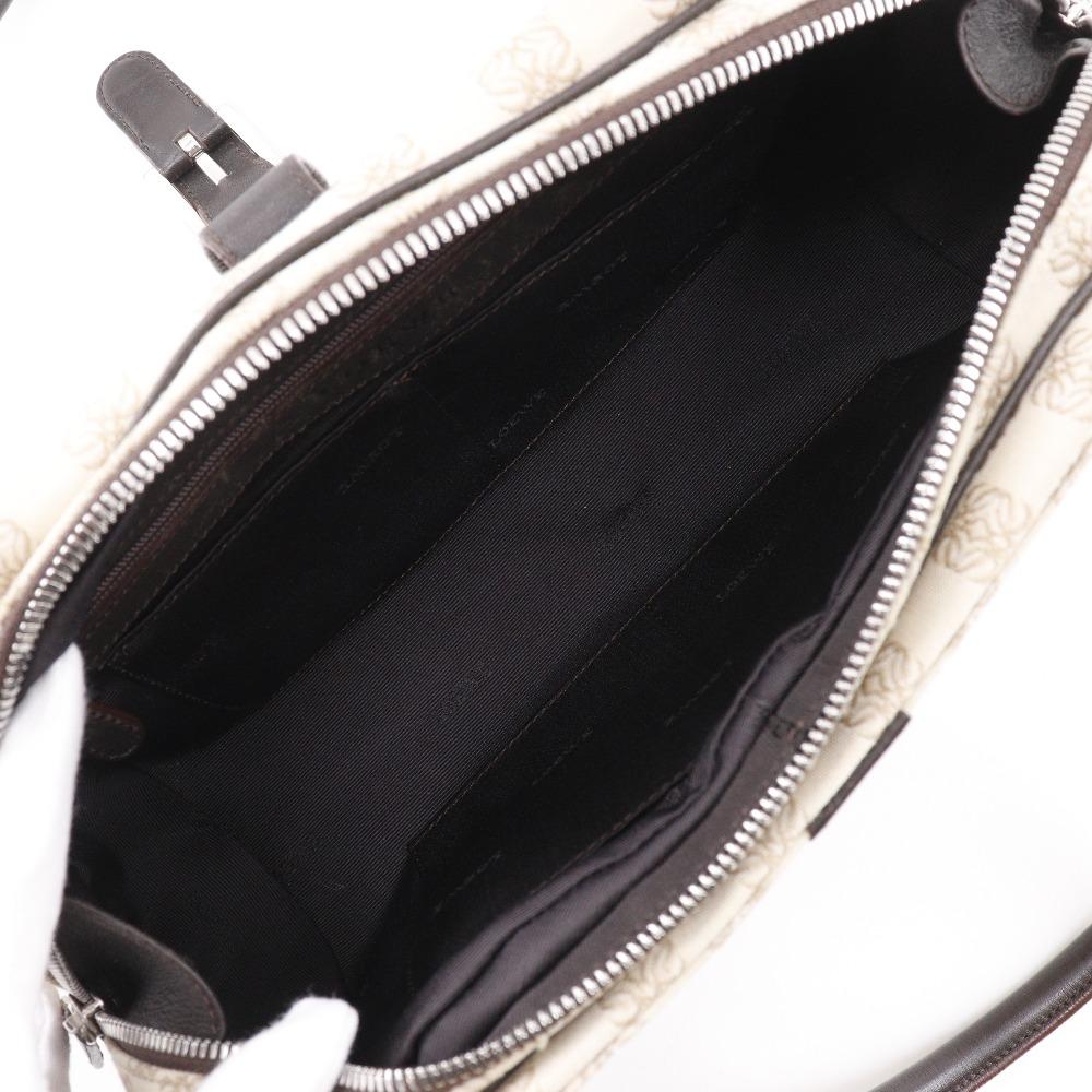 Loewe Sender Tote Bag Anagram Handbag Beige Canvas Women Used