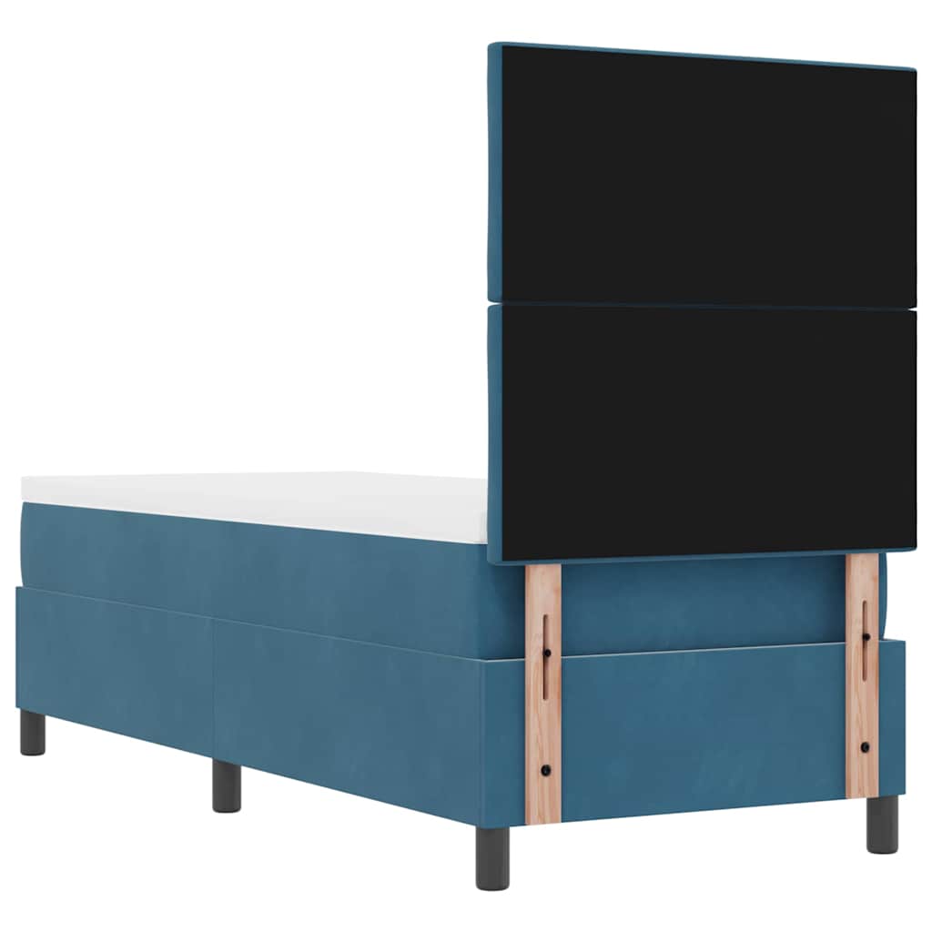 Box Spring Bed with Headboard Dark Blue 80 x 200 cm Velvet