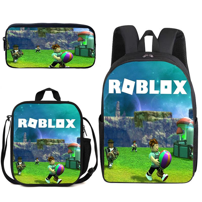 Zaino Anime 3D Tre Pezzi Roblox Zaino Studente Borsa Pranzo Astuccio Zaino Scolastico Stampato