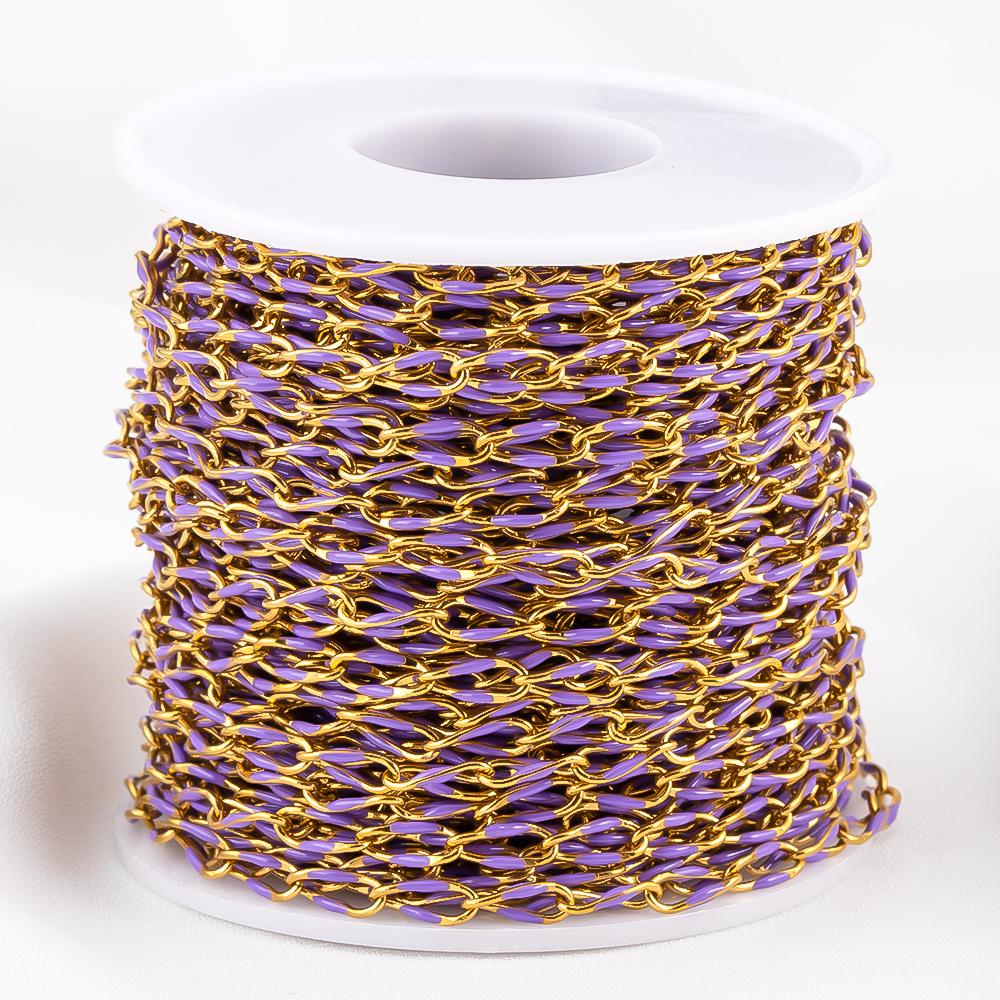 1 Meter Emaille-Kordelkette Edelstahl-Seil Rolo-Glieder Körper Goldene Kette Gürtel für Schmuckherstellung DIY Halskette Armband Handwerk