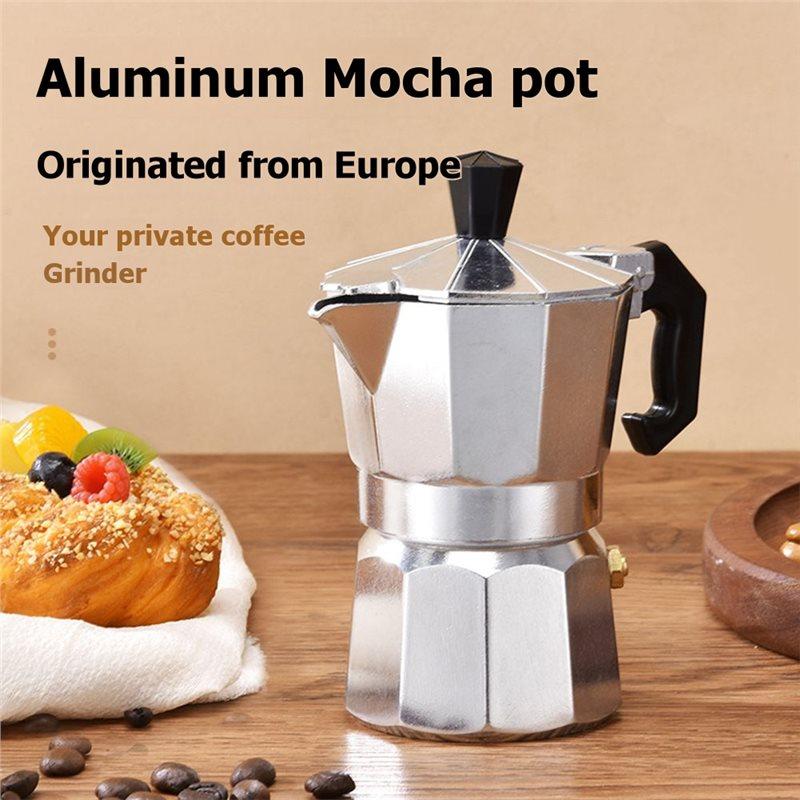 A84E-Aluminum Moka Pot, Small Octagonal Coffee Maker For Office Use, Home Coffee Maker, Espresso Machine