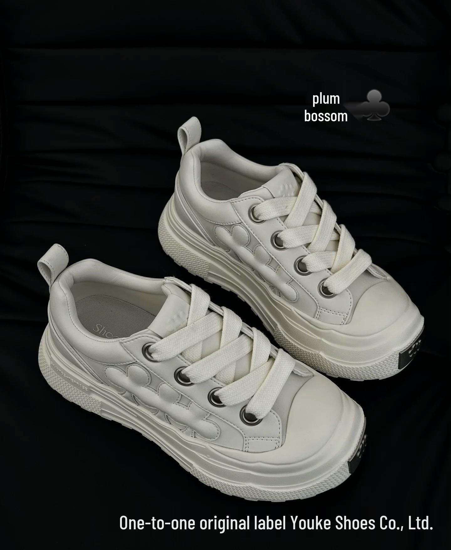 

SHOOT BRAND Rhapsody Autumn Leaf Brown Thick-Soled Retro Canvas Shoes with Height Increase 39 білий