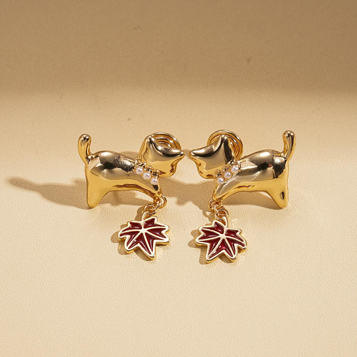 Позолоченные 18-каратным настоящим золотом серьги-клипсы с имитацией жемчуга, капающим маслом, котенком, кленовым листом, диском-москитосборником, мультяшные серьги