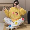New 2025 Autumn Winter Warm Flannel Women Pijama Sets Thicken Coral Velvet Long Sleeve Cute cartoon purple Sleepwear Set Thin Flannel Pajamas Set