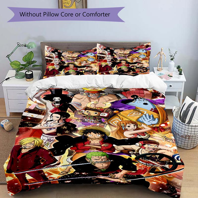 One Piece Adventure Print 3Pcs Bedding Setduvet Cover With 2 Bedropillowcase Home Birthday Gift
