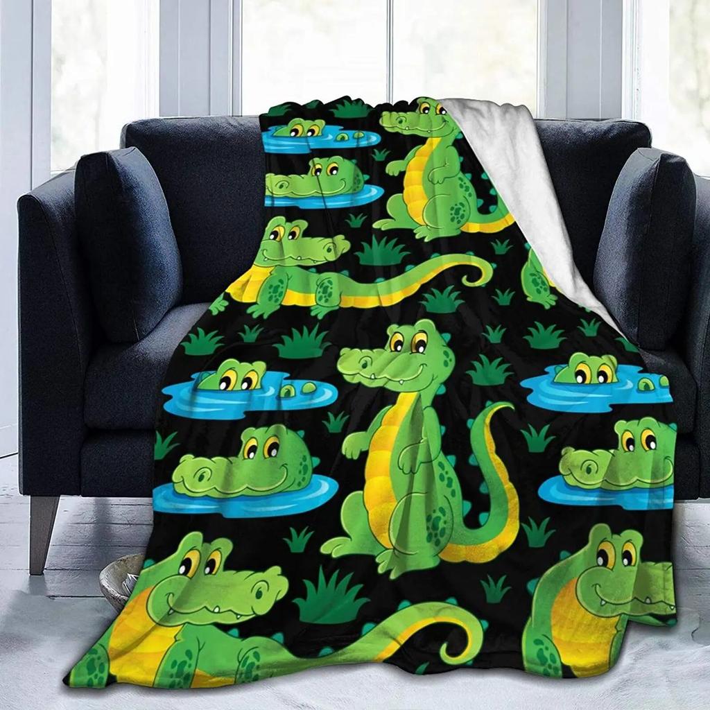 Crocodile Fuzzy Blanket Cartoon Crocodile Throw Blanket,Wild Safari Animal Fleece Blanket for Boys Girl Soft Fluffy Bed Blankets