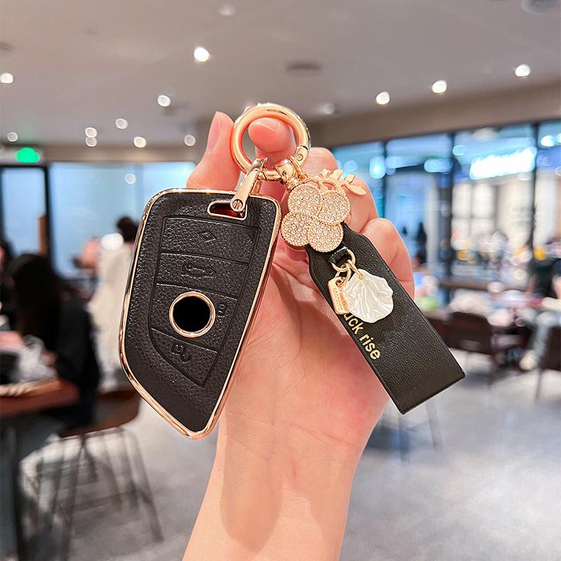 TPU Leather Car Key Case Remote Cover Shell Holder Keychain Fob for BMW 120i 225i 320i 330Li 1 2 3 Series I3 IX3 X3 X2 M3 M2 X3M