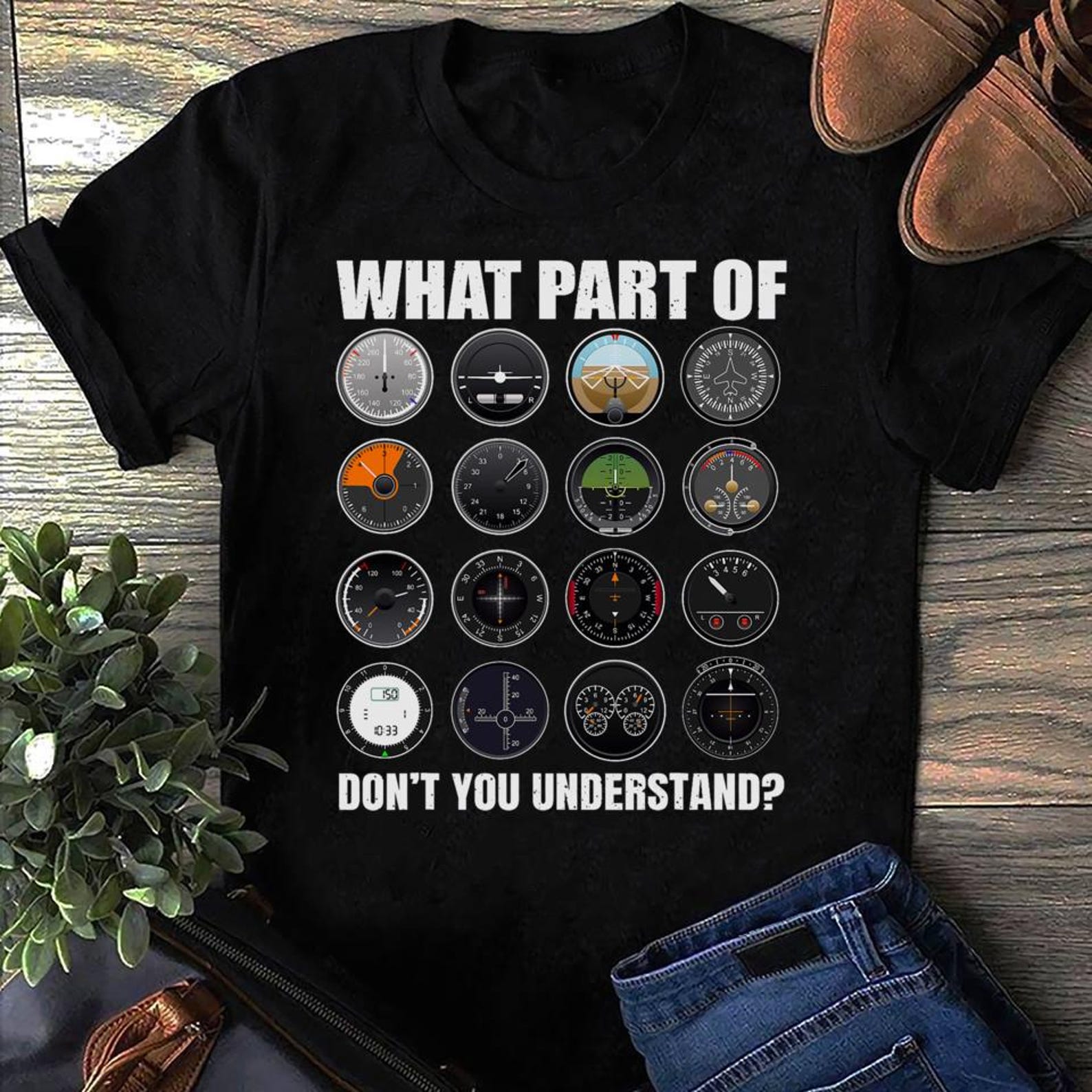 Funny Pilot Shirt: Airplane Instruments Aviation Gift S