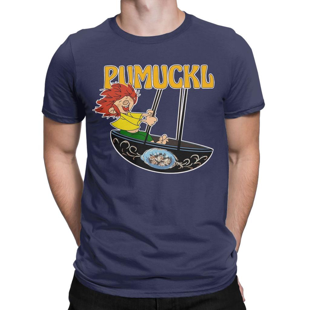 Pumuckl Swing T-Shirt Herren Reine Baumwolle Verrücktes T-Shirt Rundhalsausschnitt Anime Cartoon T-Shirt Kurzarm Kleidung Klassisch