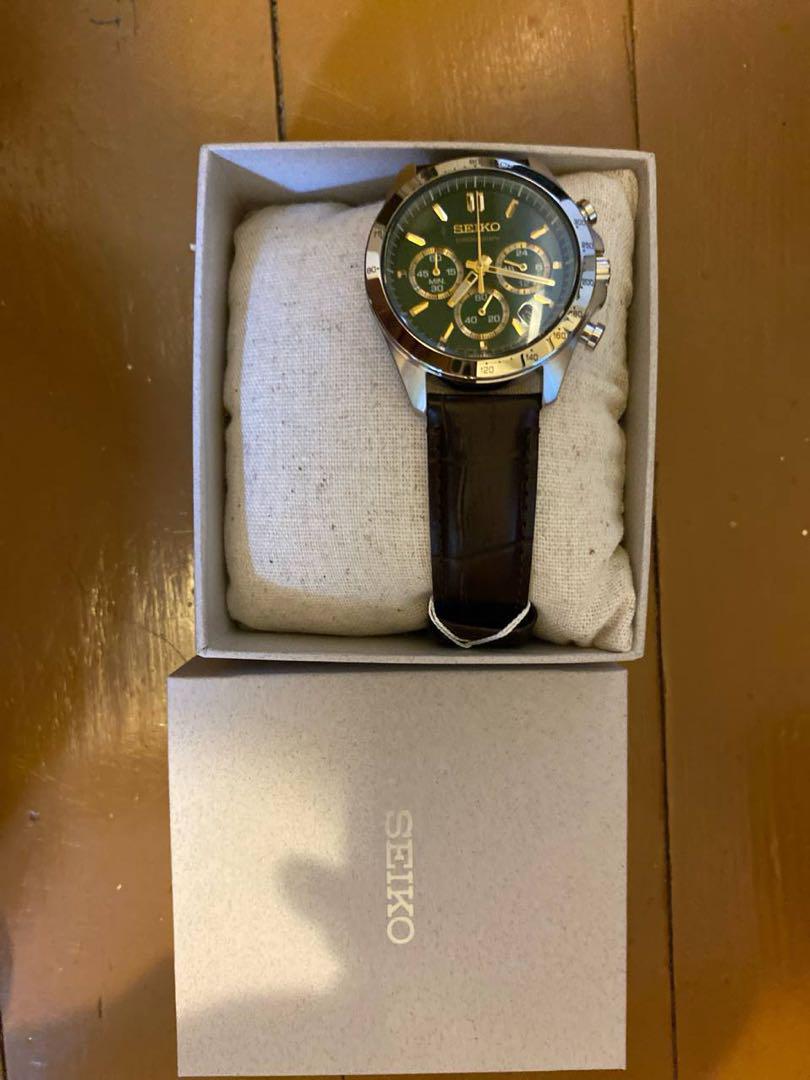 

[Б/У] SEIKO Зеленый Хронограф Кожаный Ремешок