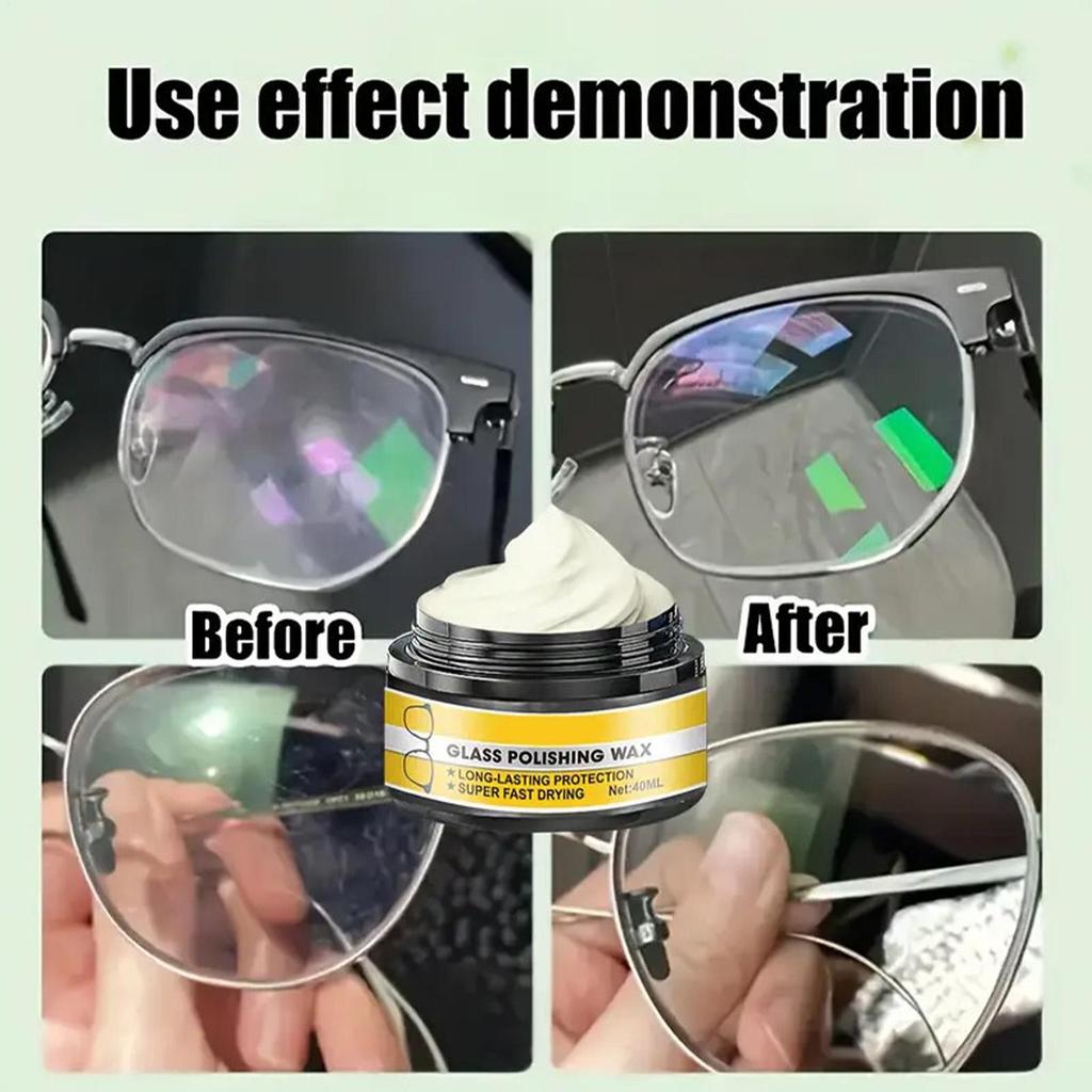 Rimuovi Graffi Occhiali da Sole 40ml Pasta Riparatrice a Lunga Durata Crema Ripara Graffi Lenti Occhiali per Parabrezza Auto Schermo Fotocamera Telefono