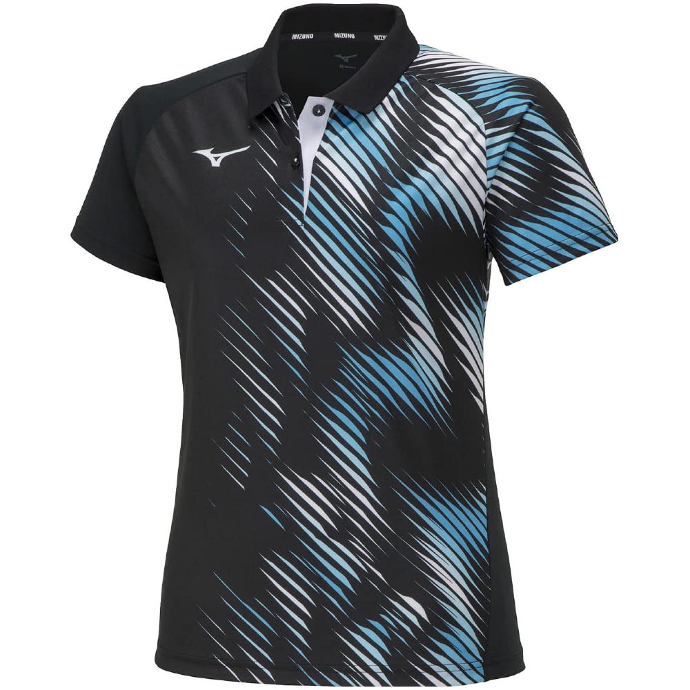 

Mizuno Short Sleeve Tennis Game Size S Women s Shirt, 62JAA204, Moisture-Wicking, Quick-Drying, Black, чёрный