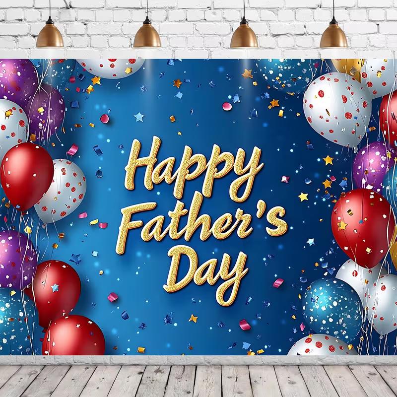 

2D Father s Day Party Decoration Backdrop, Blue Confetti & Balloon Photo Backdrop 47.2x31.5inch/120*80cm