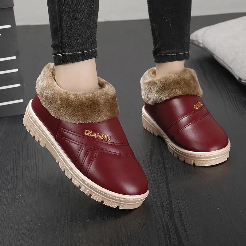 Zapatos de algodón de invierno para mujer, botas cálidas y cómodas, botas antideslizantes impermeables de suela gruesa para el hogar