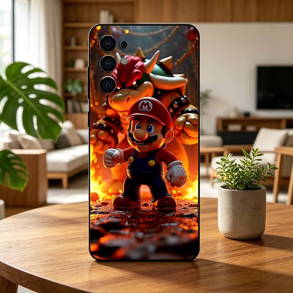 Cartoon Super-T MarioS Bros  Phone Case For Samsung S25,S24,S21,S22,S23,S30,Ultra,S20,Plus,Fe,Lite,Note,10,Black Cover