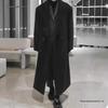 Men's British-Style Double-Breasted Wool Trench Coat: Stylish, High-Quality, Over-the-Knee Korean Design, Mid-Length for Autumn Winter.